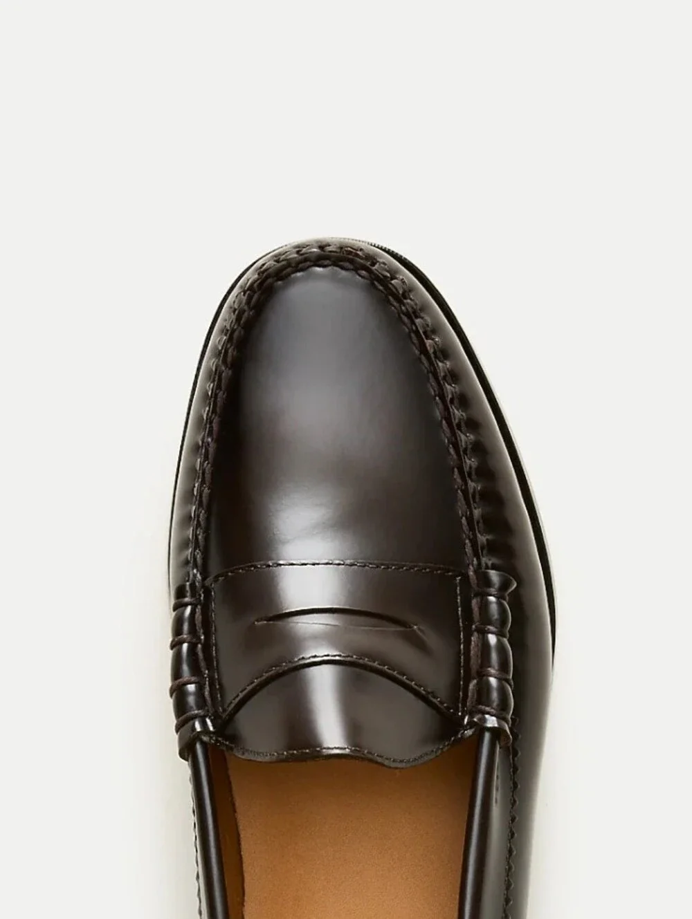 J. Crew Camden Classic Leather Penny Loafers in Dark Brown With Rubber Soles
